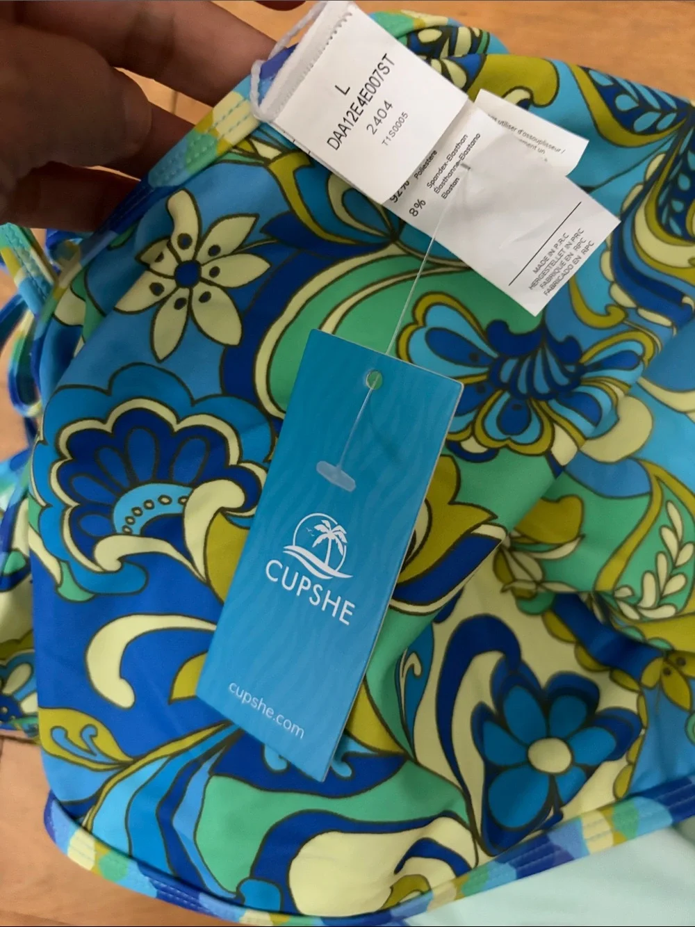Cupshe Blue, Green & Yellow Floral One-Piece Swimsuit